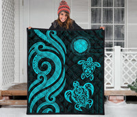Northern Mariana Islands Premium Quilt - Turquoise Tentacle Turtle - Polynesian Pride
