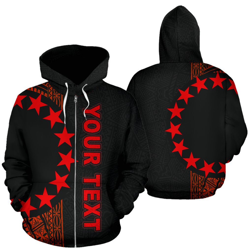 Cook Islands Polynesian Custom Zip up Hoodie Line Red Unisex Red - Polynesian Pride