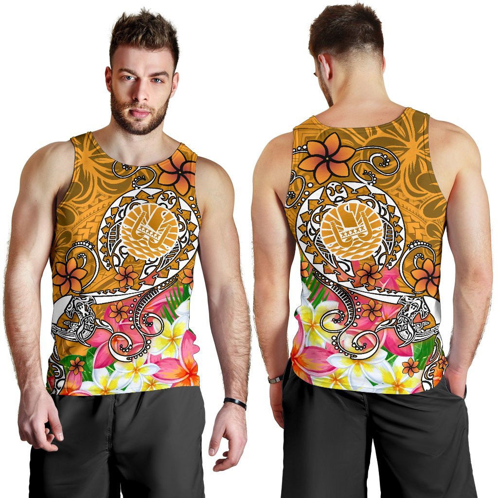 Tahiti Men's Tank Top - Turtle Plumeria (Gold) Gold - Polynesian Pride