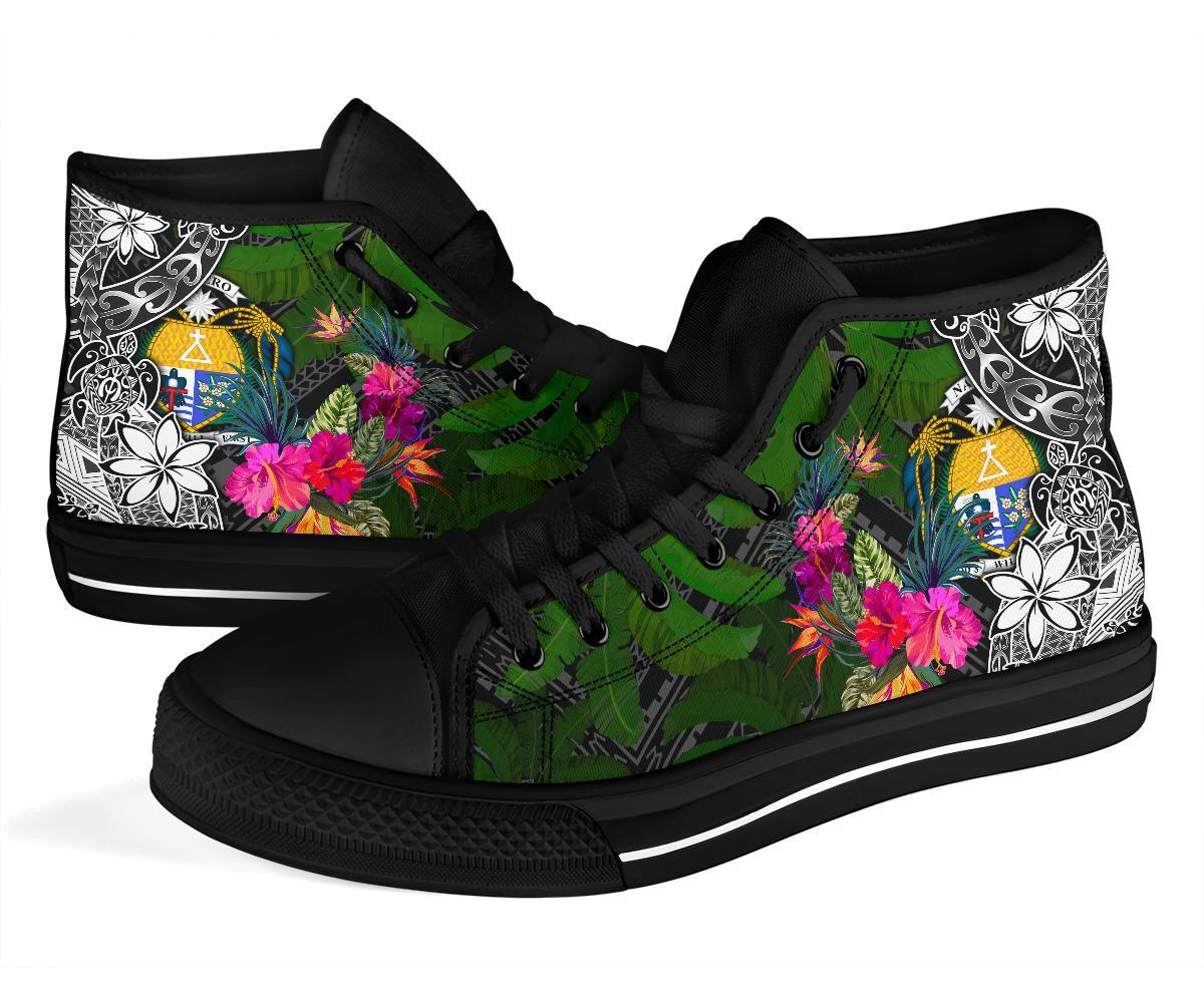 Nauru High Top Shoes - Turtle Plumeria Banana Leaf Crest - Polynesian Pride