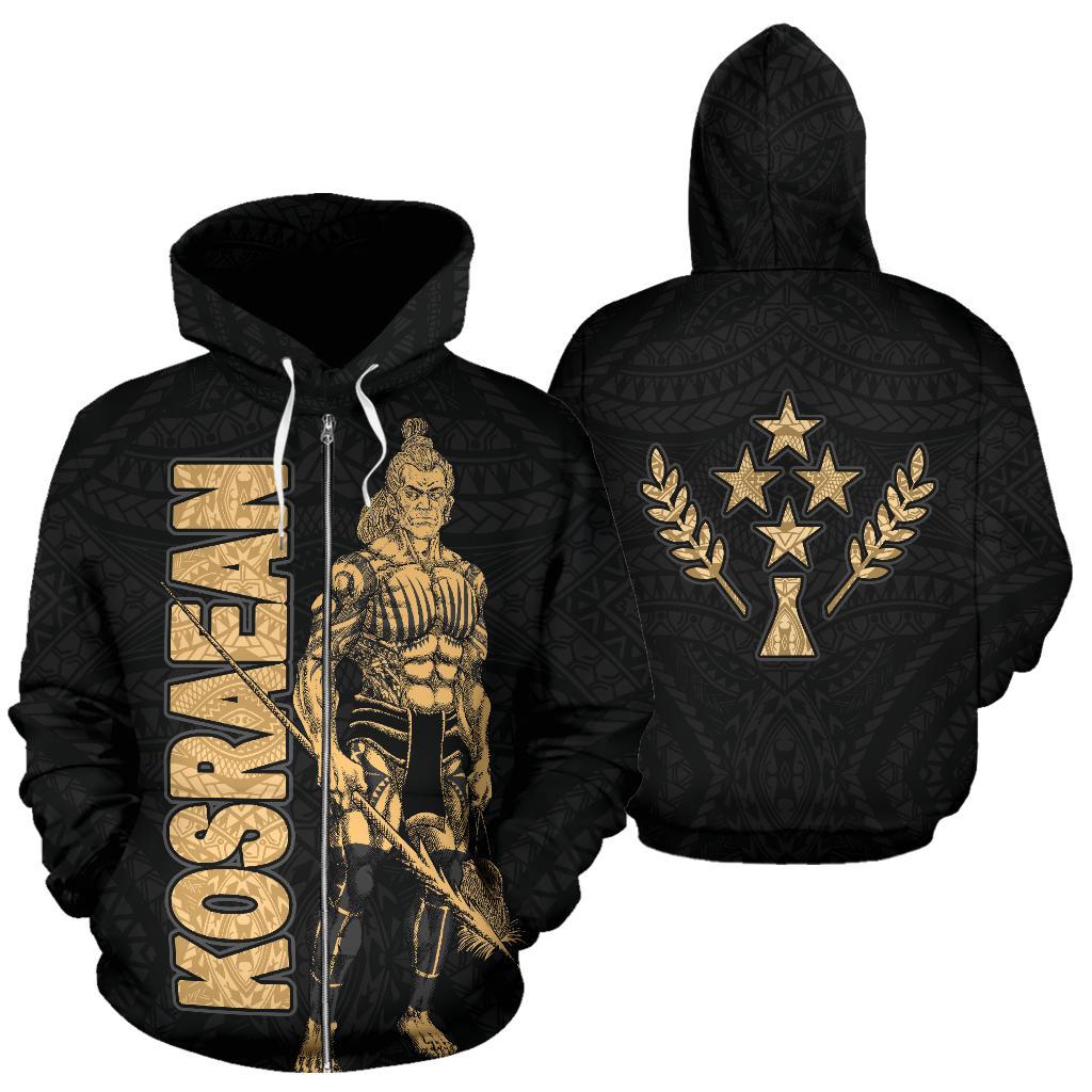 Kosrae Zip up Hoodie Micronesia Kosraean Warrior Gold Unisex Gold - Polynesian Pride