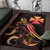 Wallis And Futuna Polynesian Area Rugs - Turtle With Blooming Hibiscus Gold - Polynesian Pride