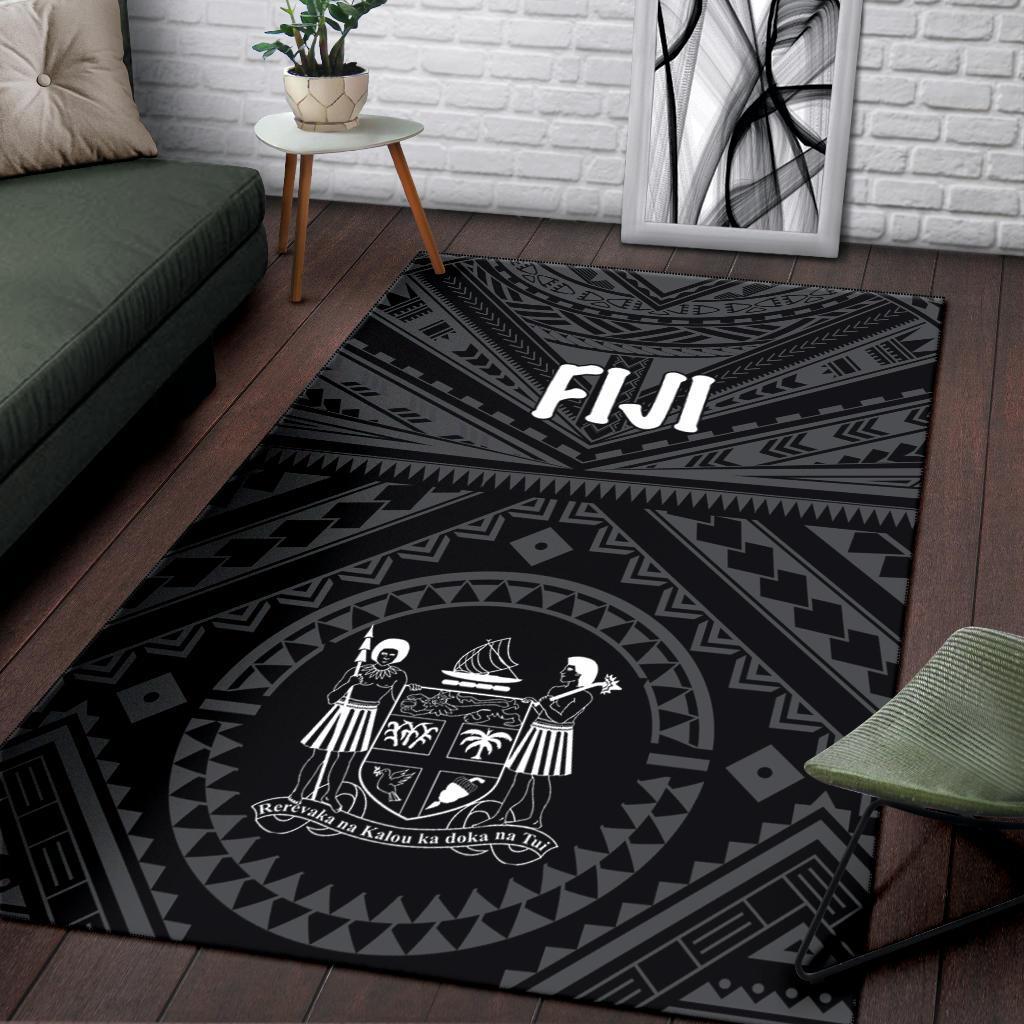 Fiji Area Rug - Fiji Seal With Polynesian Tattoo Style (Black) Black - Polynesian Pride