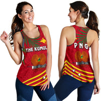 Papua New Guinea Rugby Women Racerback Tank Coconut Leaves - The Kumuls - Polynesian Pride