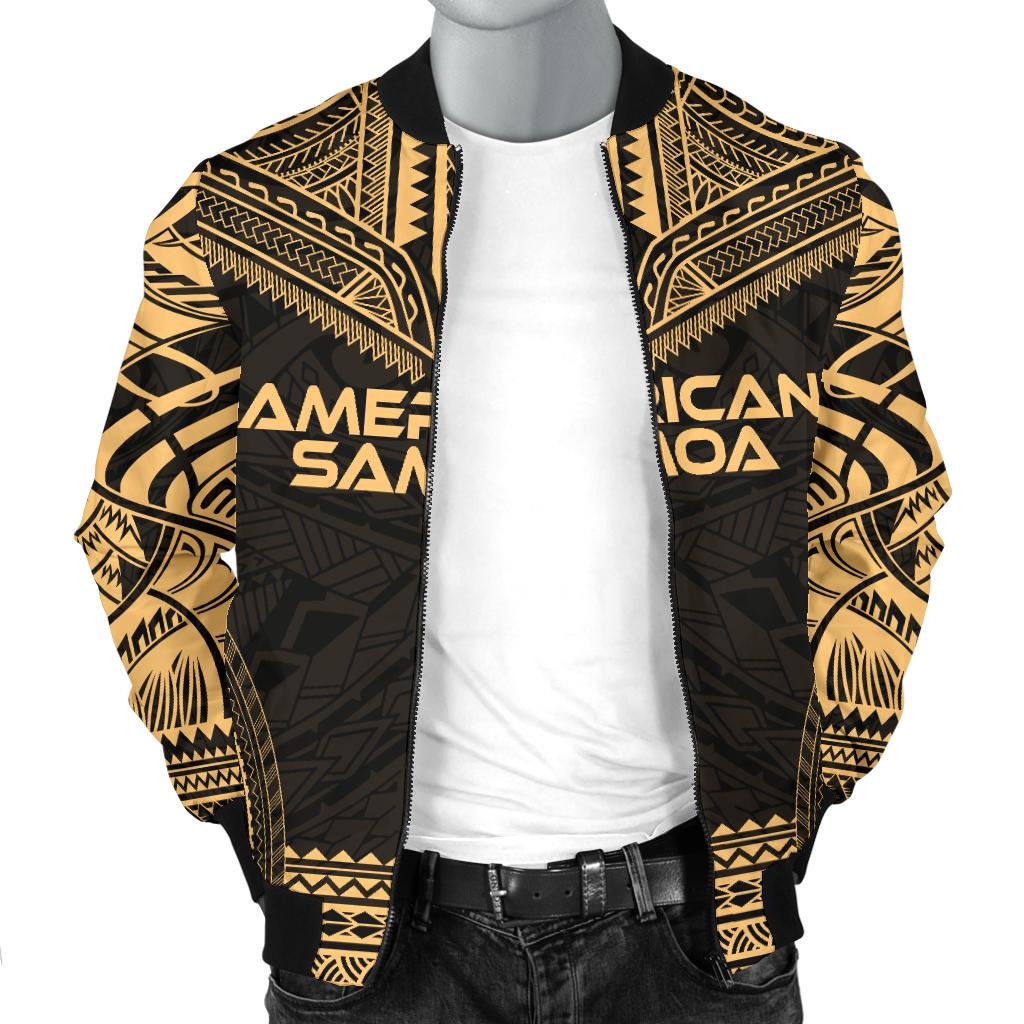 American Samoa Polynesian Chief Men's Bomber Jacket - Gold Version - Polynesian Pride