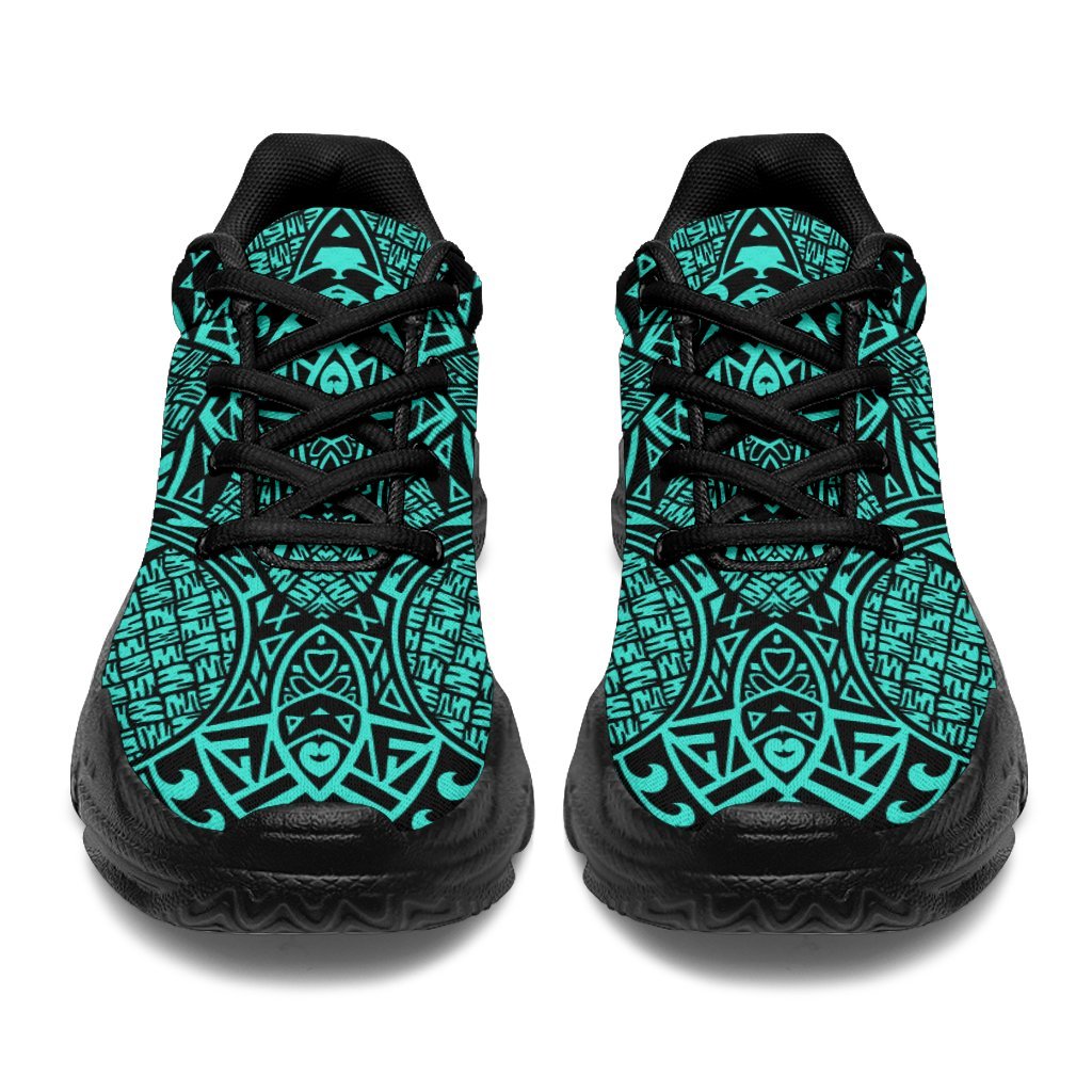 Polynesian Lauhala Mix Turquoise Chunky Sneakers - Polynesian Pride