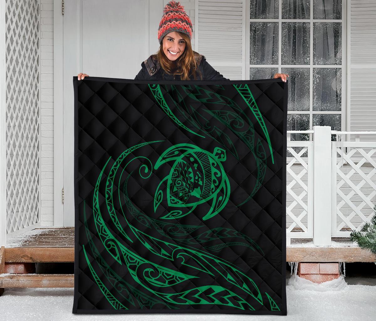Hawaii Turtle Premium Quilt - Green - Frida Style - Polynesian Pride