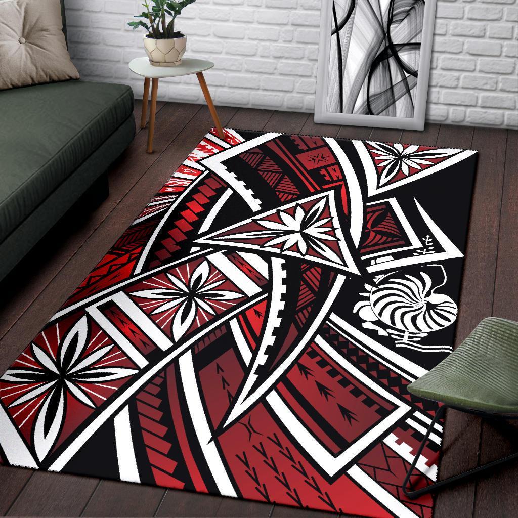 New Caledonia Area Rug - Tribal Flower Special Pattern Red Color Red - Polynesian Pride