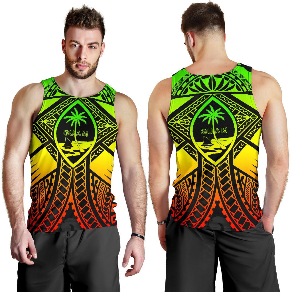 Guam Polynesian Men's Tank Top - Guam Reggae Seal with Polynesian Tattoo Reggae - Polynesian Pride