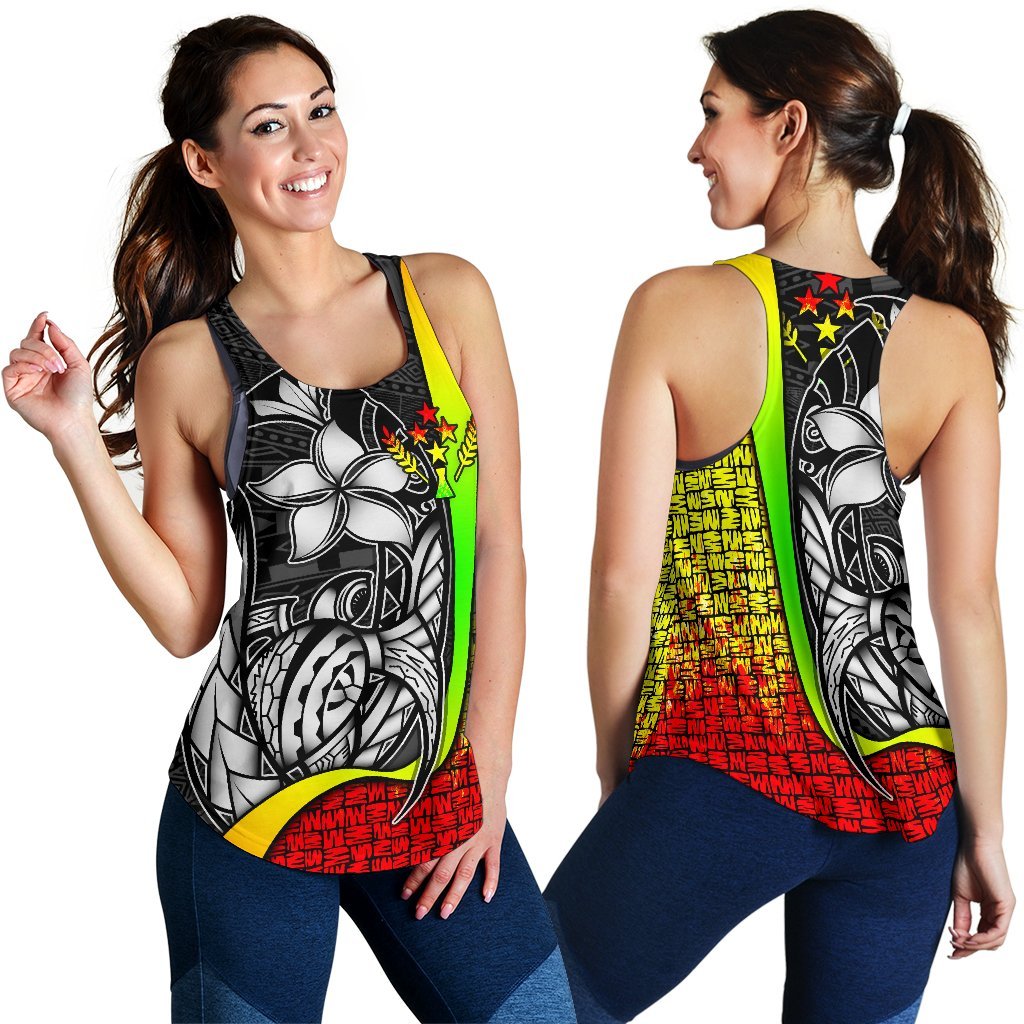 Kosrae Micronesia Women's Racerback Tank Reggae - Turtle With Hook Art - Polynesian Pride