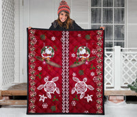 Hawaii Turtle Santa Claus Pattern Christmas Premium Quilt - San Style - AH - Polynesian Pride