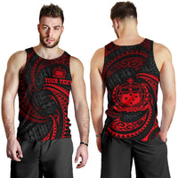 Samoa Polynesian Custom Personalised Men's Tank Top - Red Tribal Wave Red - Polynesian Pride