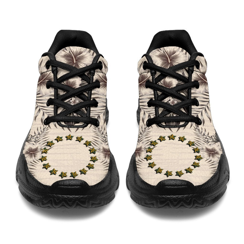 Cook Islands Chunky Sneakers - The Beige Hibiscus - Polynesian Pride