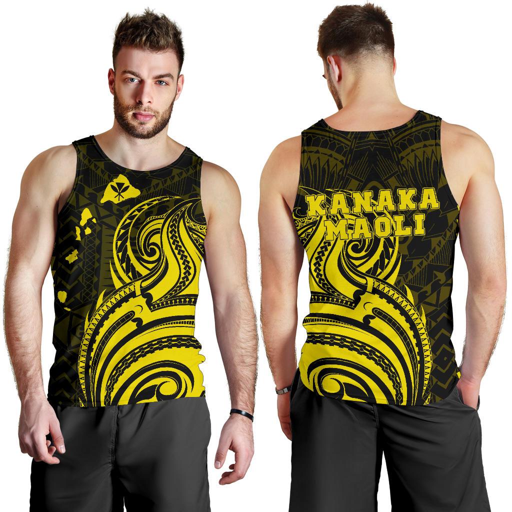 Kanaka Maoli Map Polynesian Tank Top Yellow Art - Polynesian Pride