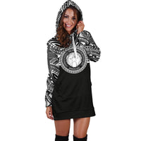 Northern Mariana Islands Women Hoodie Dress - Northern Mariana Islands Coat Of Arms Polynesian Black Color - Polynesian Pride