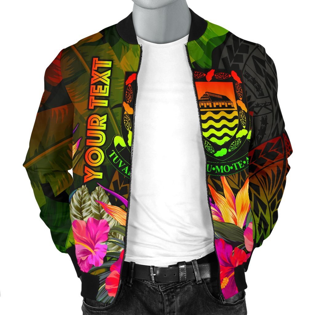 Tuvalu Polynesian Personalised Men's Bomber Jacket - Hibiscus and Banana Leaves - Polynesian Pride