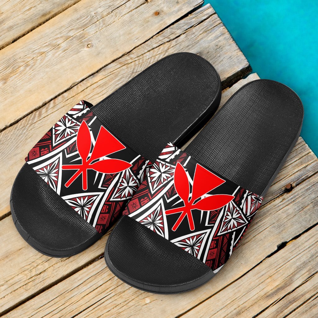 Hawaii Sandals - Tribals Flower Special Pattern Black - Polynesian Pride