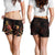 Yap Polynesian Women's Shorts - Turtle With Blooming Hibiscus Gold - Polynesian Pride