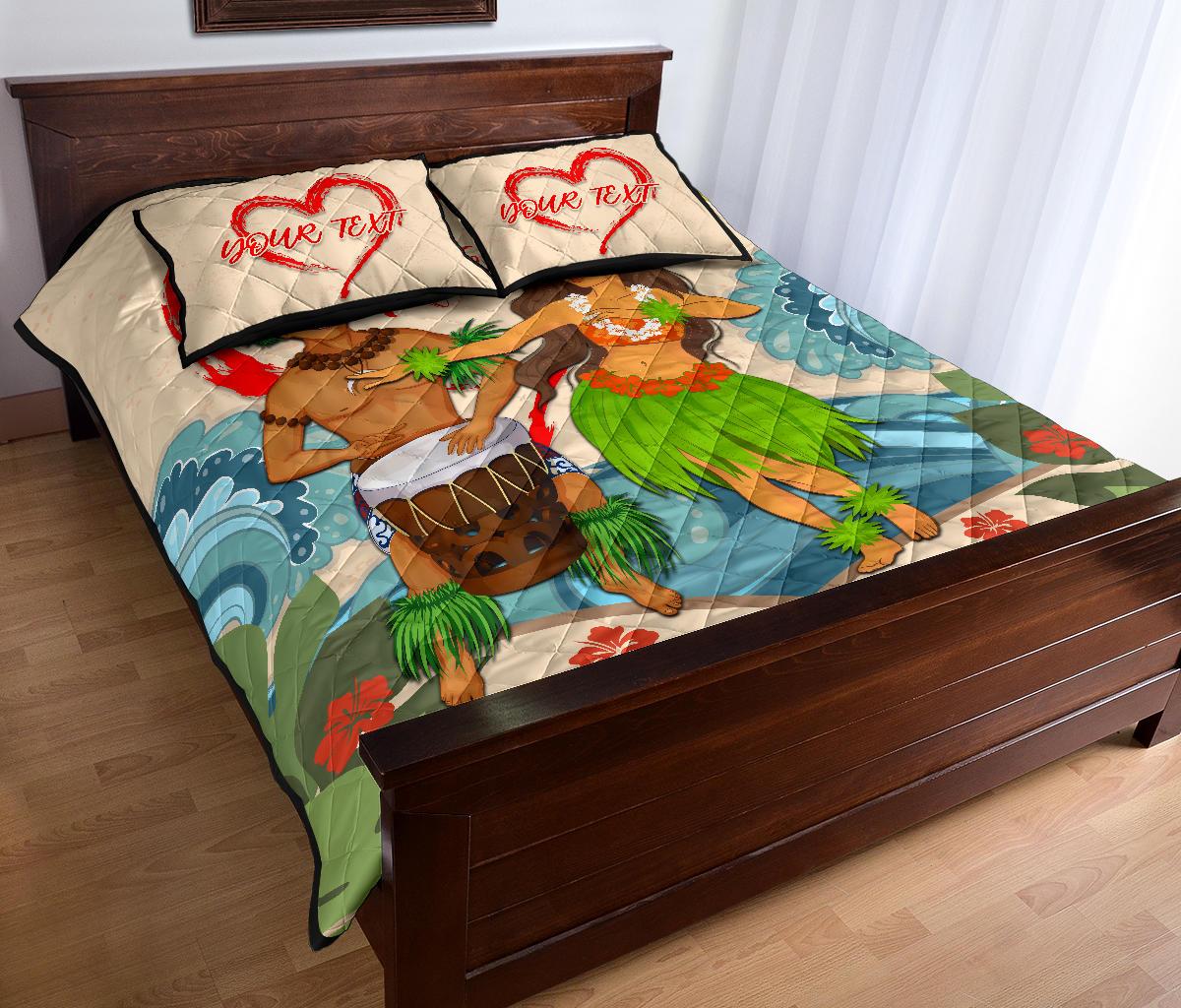 (Personalised) Hawaii Couple Valentines Quilt Bed Set - Even Style - AH - Polynesian Pride