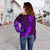 Aotearoa Maori Women Off Shoulder Sweater Silver Fern Koru Vibes Purple - Polynesian Pride