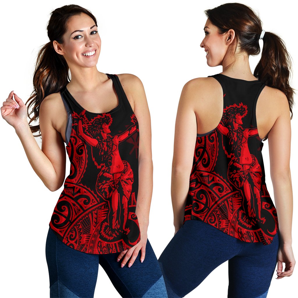 Polynesian Hawaii Women's Racerback Tank - Hula Girl Red Red - Polynesian Pride