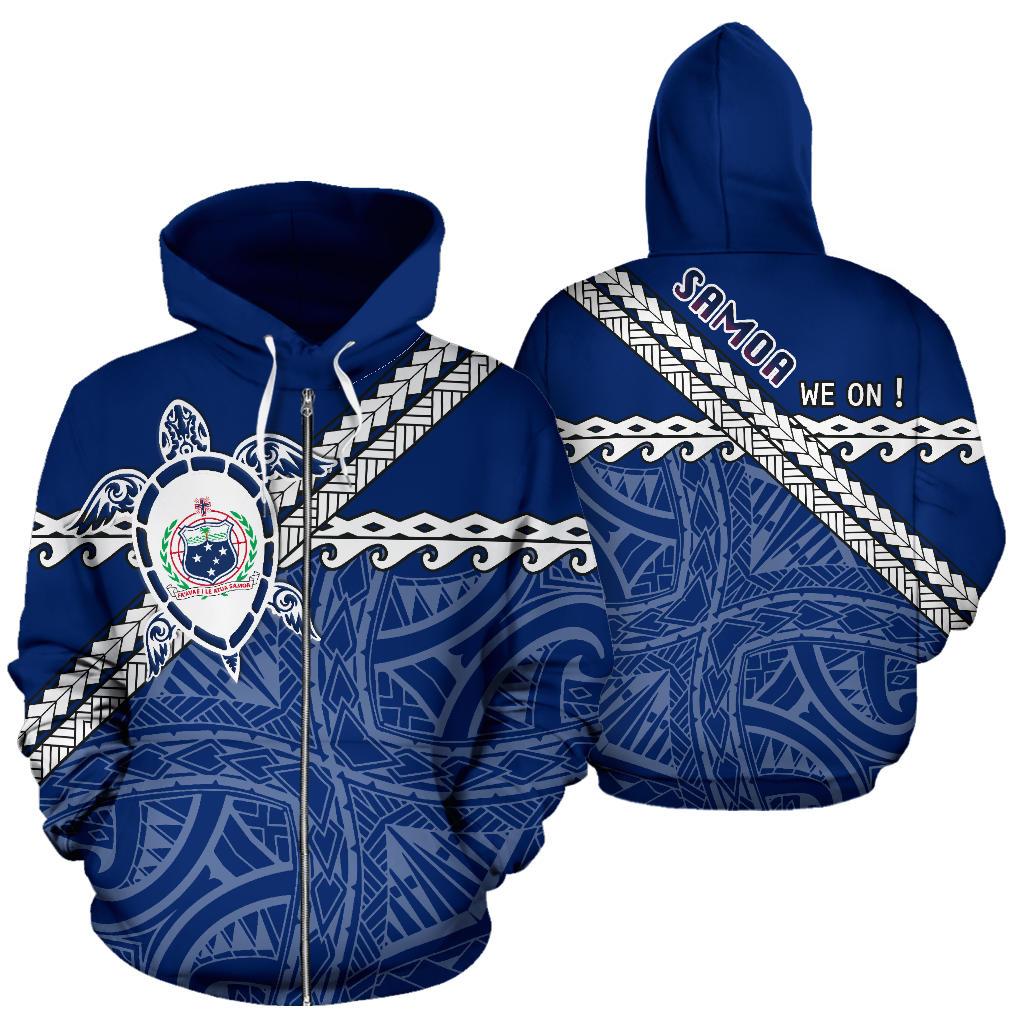 Samoa All Over Zip up Hoodie X Style Unisex Blue - White - Polynesian Pride