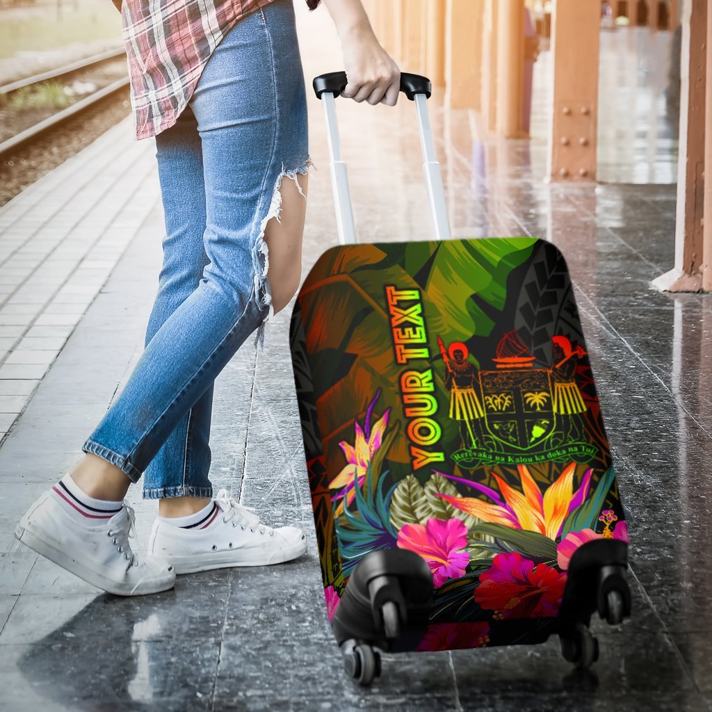 Fiji Polynesian Personalised Luggage Covers - Hibiscus and Banana Leaves - Polynesian Pride
