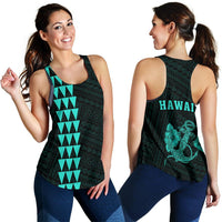 Hawaii Kakau Polynesian Anchor Women's Racerback Tank - Turquoise Turquoise - Polynesian Pride