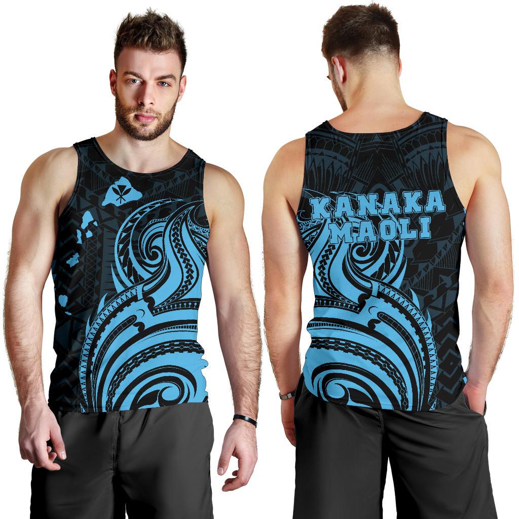 Kanaka Maoli Map Polynesian Tank Top Blue And White Art - Polynesian Pride