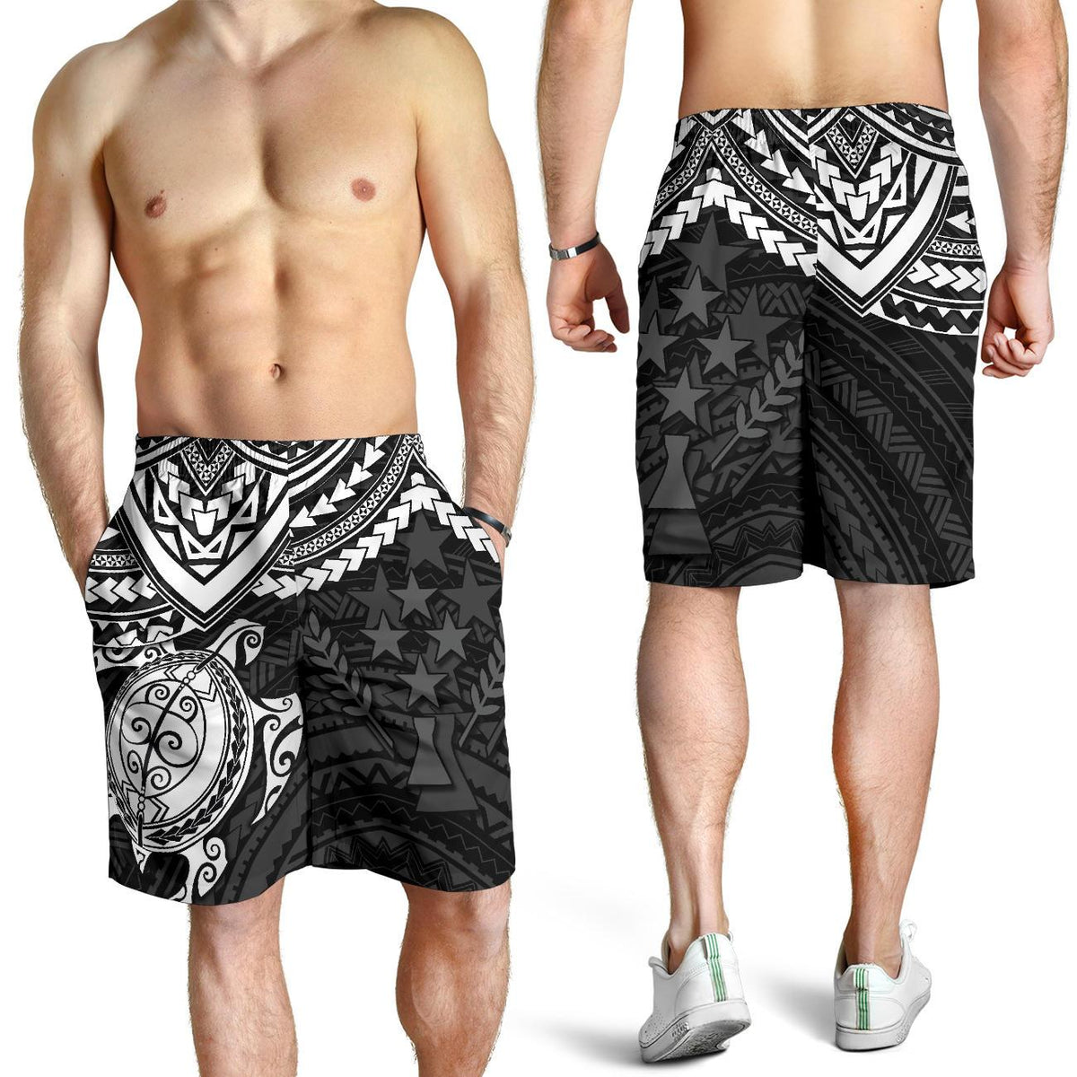 Kosrae Polynesian Shorts (Men) - White Turtle - Polynesian Pride