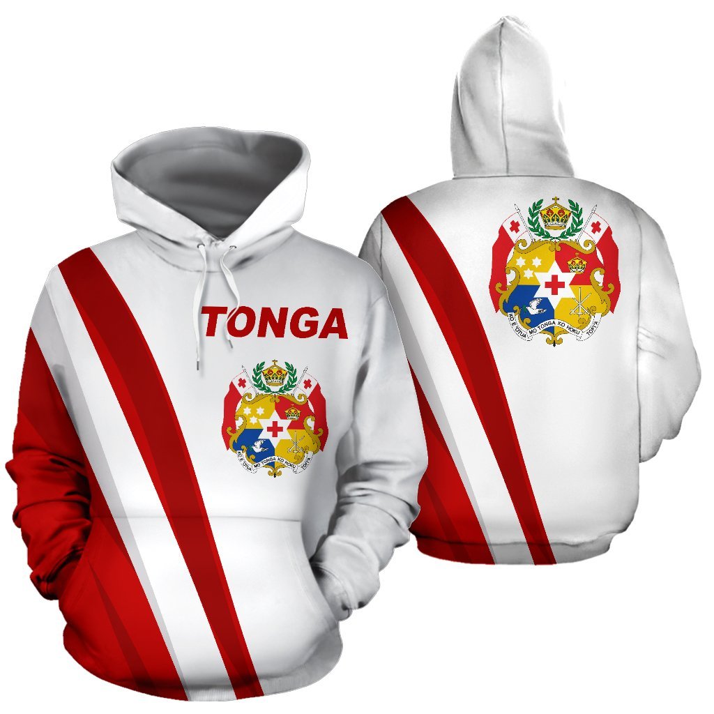 Tonga Hoodie Tonga Coat of Arms White Unisex Black - Polynesian Pride