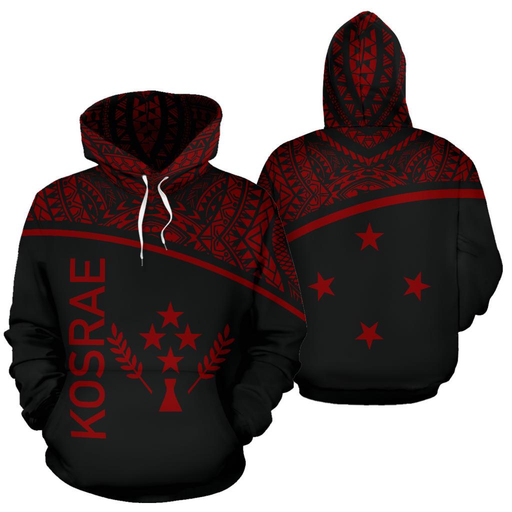 Kosrae All Over Hoodie Micronesia Curve Red Style Unisex Red - Polynesian Pride