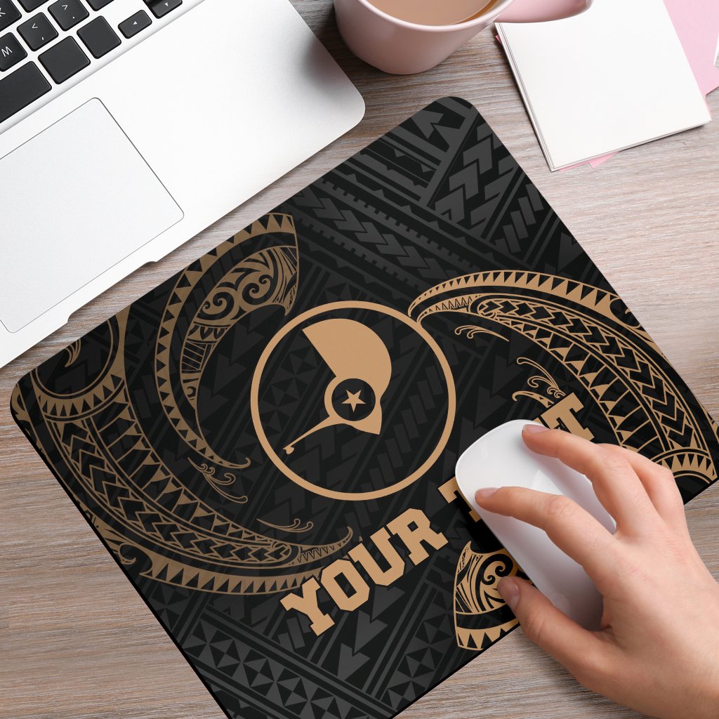 Yap Micronesia Custom Personalised Mouse Pad - Gold Tribal Wave One Style One Size Black - Polynesian Pride