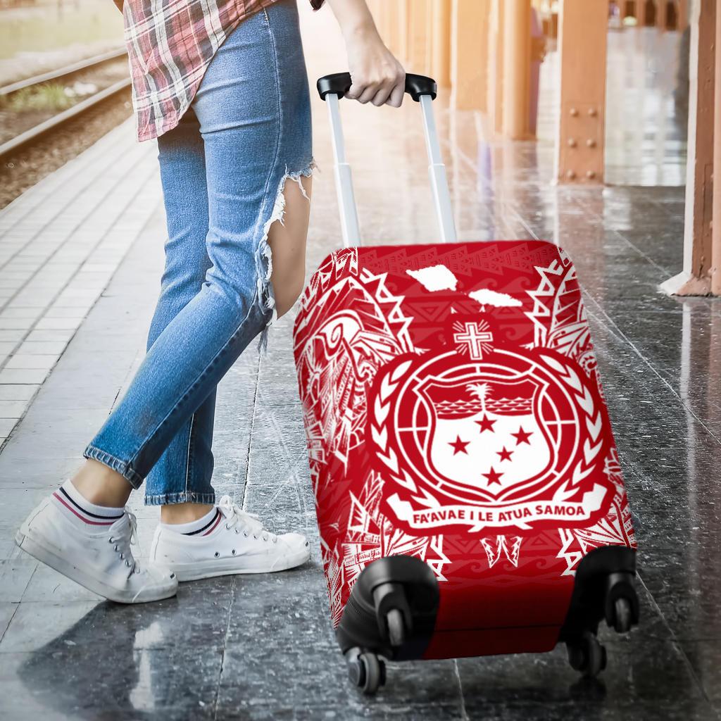 Samoa Polynesian Luggage Covers Map Red White - Polynesian Pride