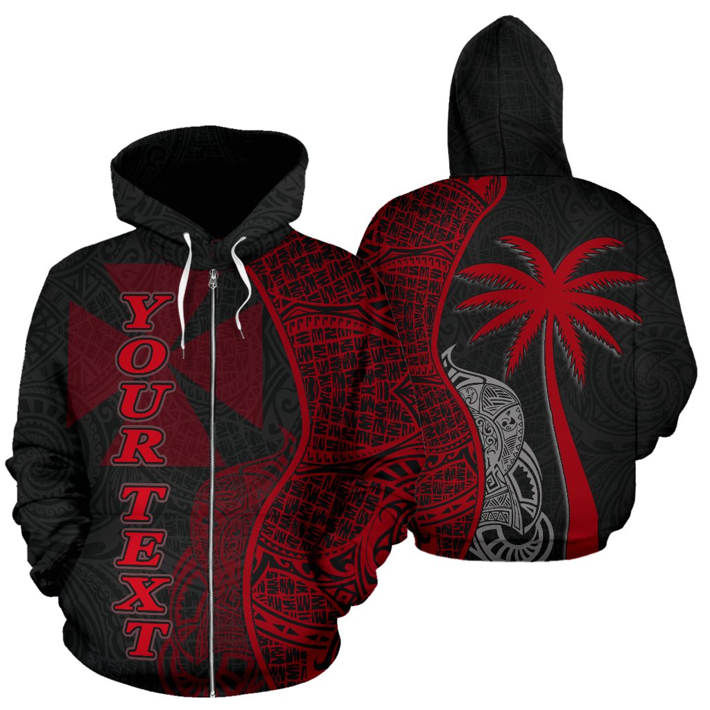 Wallis and Futuna Polynesian Custom Zip up Hoodie Coconut Red Unisex Red - Polynesian Pride