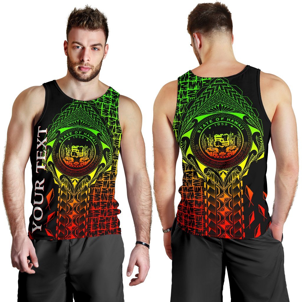 Hawaii Custom Personalised Men's Tank Top - Hawaii Seal Rocket Style (Reggae) Black - Polynesian Pride