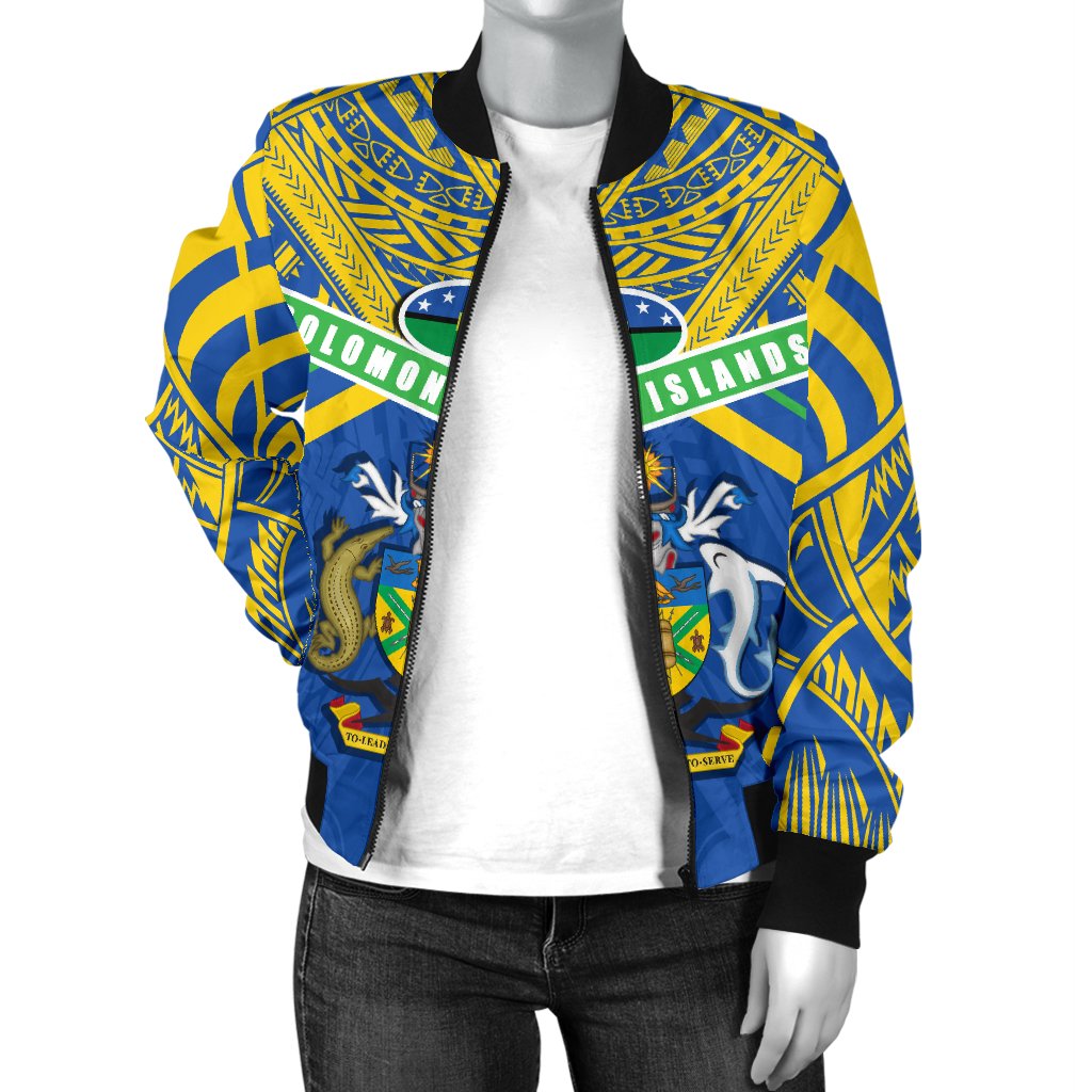 Solomon Islands Women Bomber Jacket Simple Coat Of Arms Rugby - Polynesian Pride