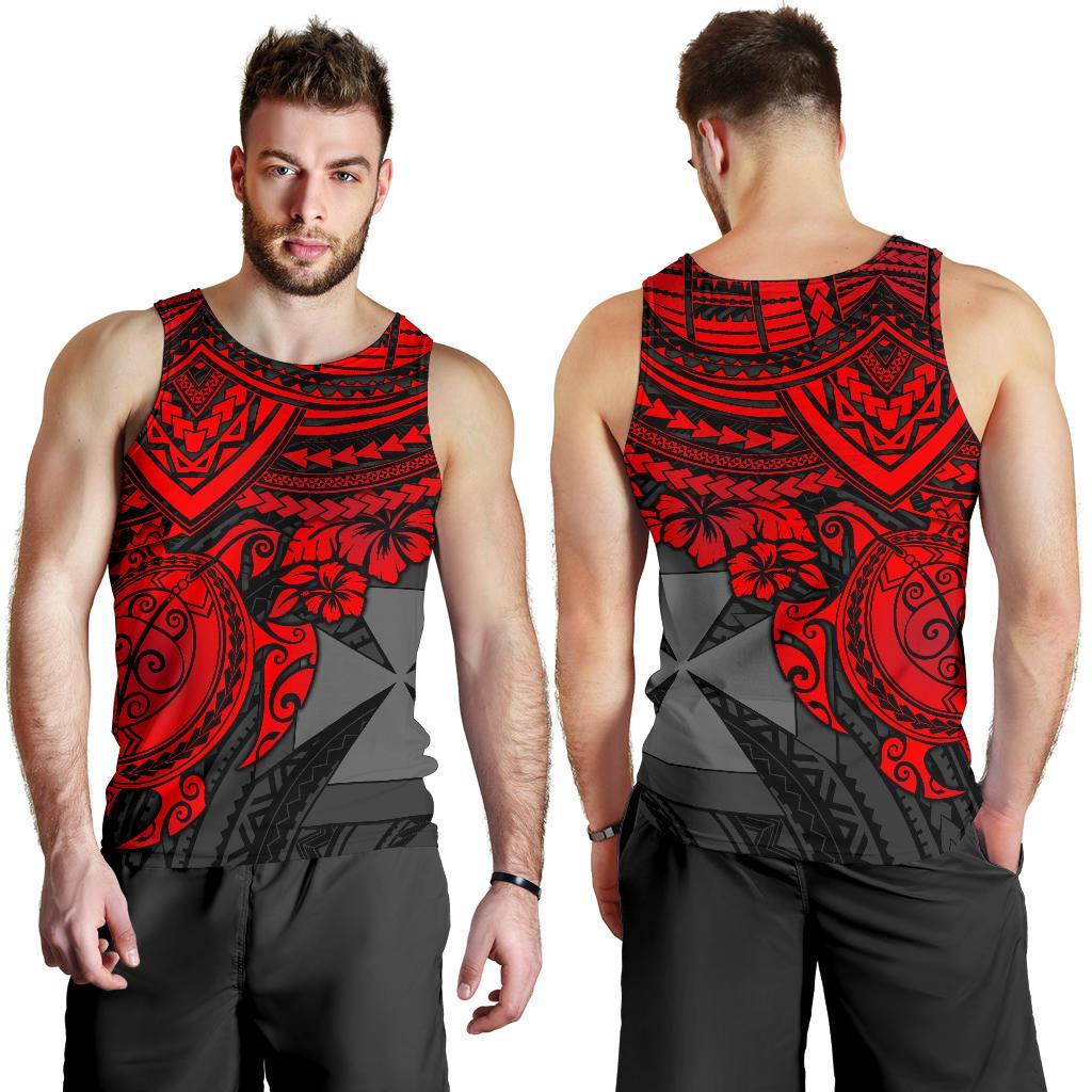 Wallis and Futuna Polynesian Men's Tank Top - Red Turtle RED - Polynesian Pride