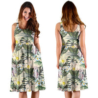 Hawaii Tropical Jungle Parrots And Flamingos Midi Dress - Polynesian Pride
