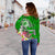 FSM Custom Personalised Women's Off Shoulder Sweater - Turtle Plumeria (Green) - Polynesian Pride