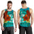 Tonga Men's Tank Top - Tropical Flowers Style Blue - Polynesian Pride