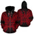 New Caledonia Polynesian All Over Zip up Hoodie Map Red Unisex Red - Polynesian Pride