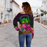 Polynesian Hawaii Personalised Women's Off Shoulder Sweater - Summer Hibiscus - Polynesian Pride