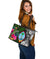 Guam Large Leather Tote Bag - Turtle Plumeria Banana Leaf - Polynesian Pride