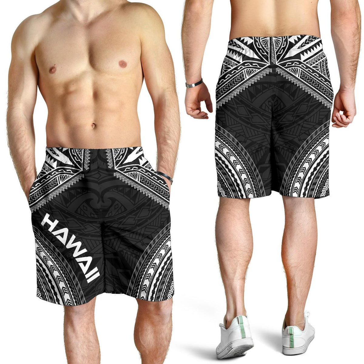 Hawaii Men's Shorts - Polynesian Chief Black Version - Polynesian Pride