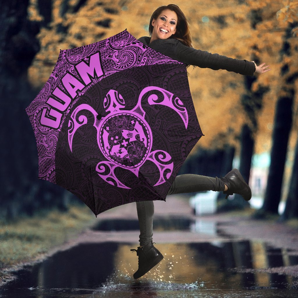 Guam Umbrella Turtle Coat of Arms Polynesian Pattern Violet - Polynesian Pride