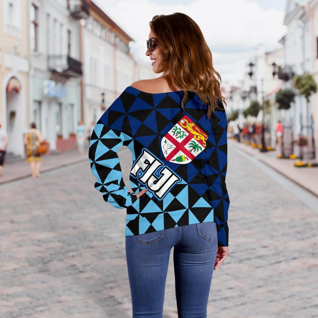 Fiji Polynesian Women's Off Shoulder Sweater Coat Of Arms Th5 - Polynesian Pride
