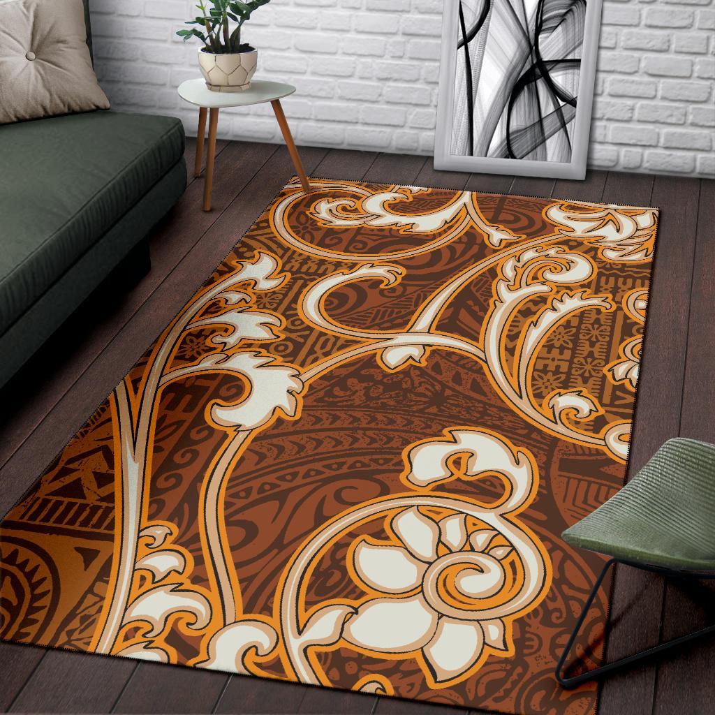 Polynesian Area Rug - Flourish Style With Tribal Fabric Vintage Color - Polynesian Pride