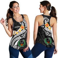 Pohnpei Women's Racerback Tank - Pohnpei Seal Polynesian Patterns Plumeria (Black) - Polynesian Pride