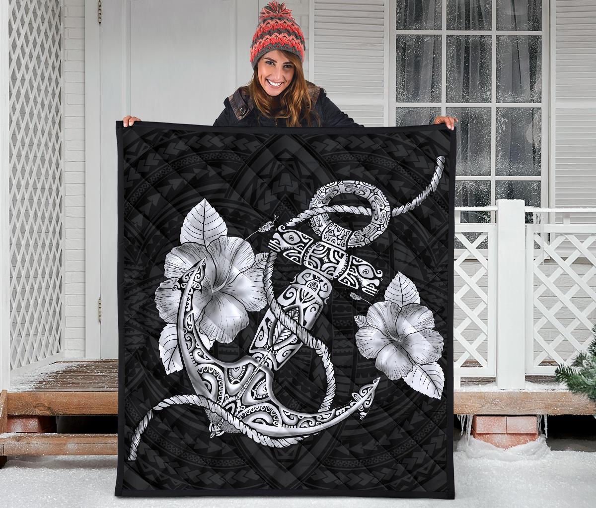 Anchor White Poly Tribal Premium Quilt - Polynesian Pride